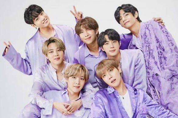 bts in light purple silk outfits